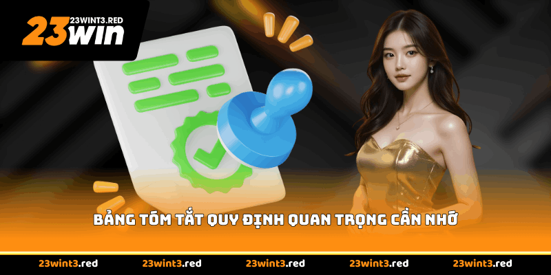 Bảng tóm tắt quy định quan trọng cần nhớ